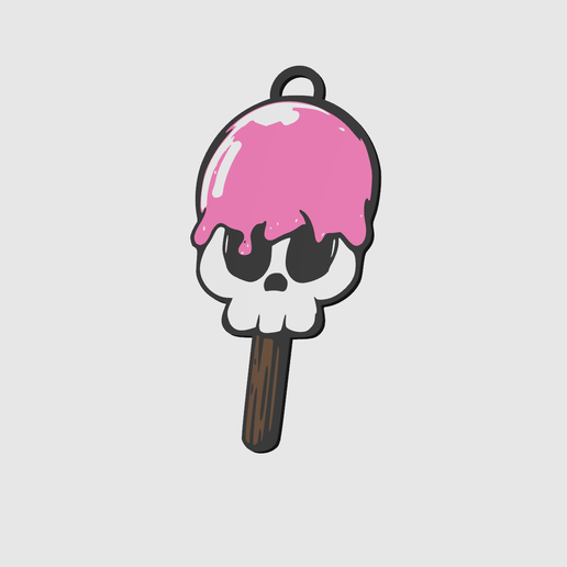 Ice Cream Skull 2D Wall Art & Keychain - 3D model önizlemesi