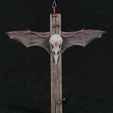 Batwings-1a.jpg Voodoo Cross, Black Magic Cross, Raven-Skull-Batwings Cross (second Generation Model!) 6.75", 17 cm tall