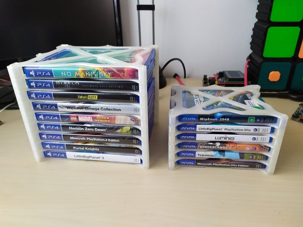 Download free STL file Stackable PS4 and PSVita game shelf • Model to