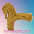 1.png Cane with Horse,3D MODEL STL FILE FOR CNC ROUTER LASER & 3D PRINTER