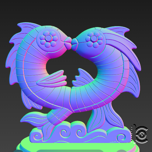 😘 Kissing Fish on Waves - 3D Model for Printing・ STL File for 3D ...