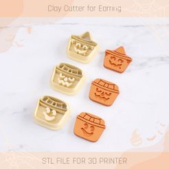 01.jpg 3D-Datei Kürbis Trick oder Treat Eimer HALLOWEEN POLYMER CLAY CUTTER・3D-druckbare Vorlage zum herunterladen