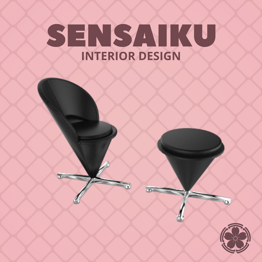 Miniature Replica 1:12 Verner Panton 01. Cone Chair & Stool for Miniature Dollhouse - Vitra - 3D Print Instant Download - Miniature Furniture Designer Series