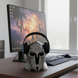 Helmet.png Medieval Knight Helmet Headphone Stand | 3D Printed Desk Decor | Gamer Setup Accessory
