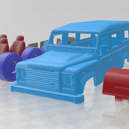 Land Rover Defender 110 Station Wagon – STL SUV Model with Separate Parts