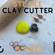 Polymer-Cutter-2.png Skull & Bones Polymer Clay Stud Cutter | 5 Sizes | Digital STL File | 3D Printing