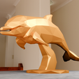 dolphine-body-low-poly-3.png Dolphin swimming statue low poly stl 3d print file
