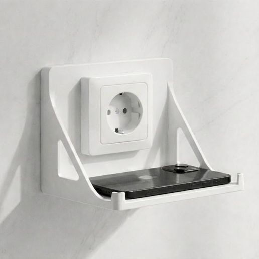 Wall Outlet Phone Charging Shelf - Minimalist & Functional Design