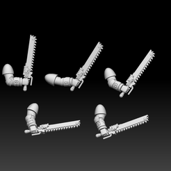 ArmChainsword-Picture.png STL-Datei Generisches ChainSword mit Armen・Modell für 3D-Drucker zum Herunterladen
