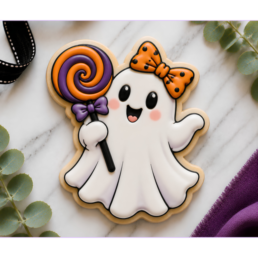 Halloween Cute Ghost Cookie Cutter + Stamp- 4 Sizes