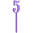 Topper Num - Clásico 5.stl Cake topper - Classic numbers 0-9
