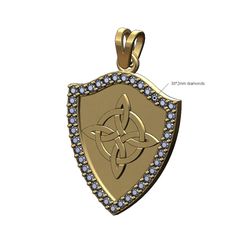 Celtic-Knot-Diamond-Shield-pendant-00.jpg STL file Diamond shield and celtic knot pendant with bail 3D print model・Model to download and 3D print