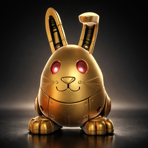 Robotic Bunny Easter Egg – Futuristic 3D Print STL Model – Cute Mechanical Rabbit Decor