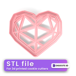 Diamond-Heart-Valentines-cookie-cutter-5.png Diamond heart -  SAN VALENTINES DAY COOKIE CUTTER STL