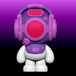 ZBrush-Document.jpg OBJ file diver dive into music arttoy caracter toy・Design to download and 3D print