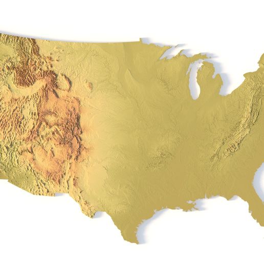Archivo 3D USA 48 States Topographic Map – 3D Model for 3D Printing ...