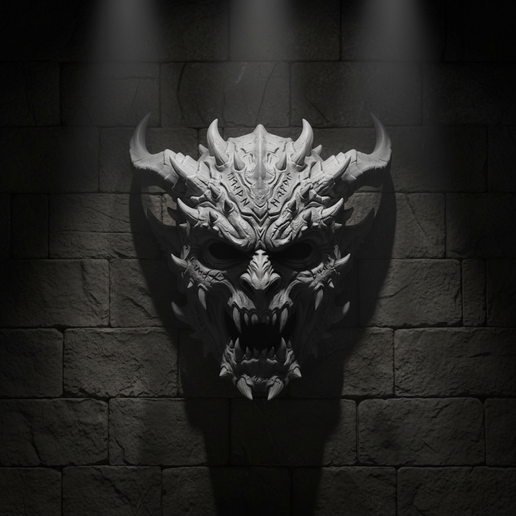 Dark Stone Demon Face Mask 3D Print
