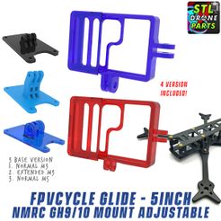 FPVCycle-Glide-5-NamelessRC-Naked-GH10-1.jpg STL-Datei FPVCycle Glide 5 Rahmen NamelessRC Naked Gopro Hero 9/10/11 Halterung・Design zum Herunterladen und 3D-Drucken