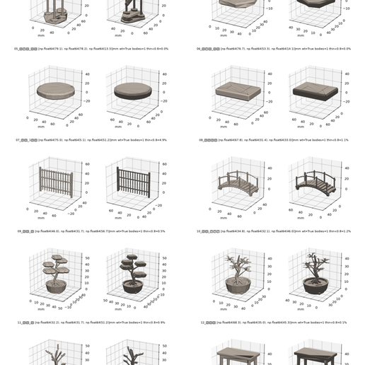 Japanese Garden & Bonsai Miniatures - 11 STL Models (Dollhouse / Diorama)