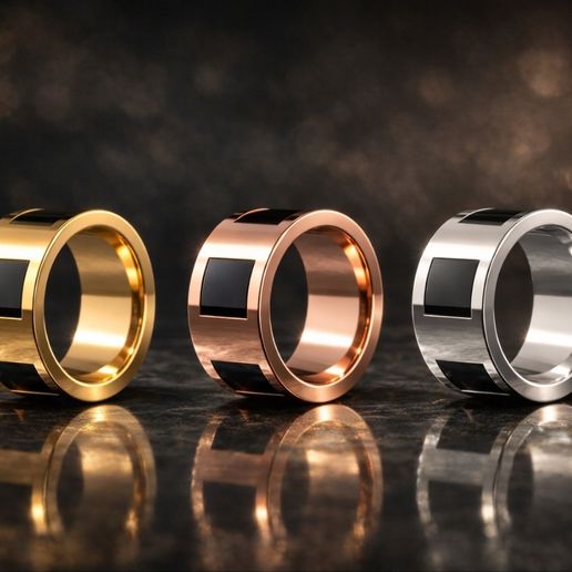 Black Epoxy Square Ring 9mm Wide Band STL – Jewelry Casting Model