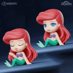 ariel_skybits.png Ariel Chibi Little Mermaid Custom models No supports