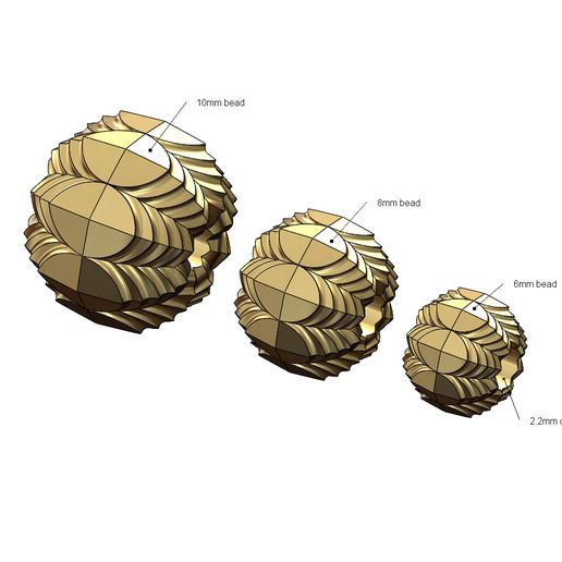 Stepped cone round bead and ball 3D print model 3D model