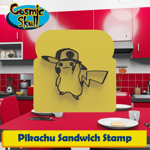 🧢 Pikachu with Cap (Unova) Sandwich Stamp・ STL File for ・Cults