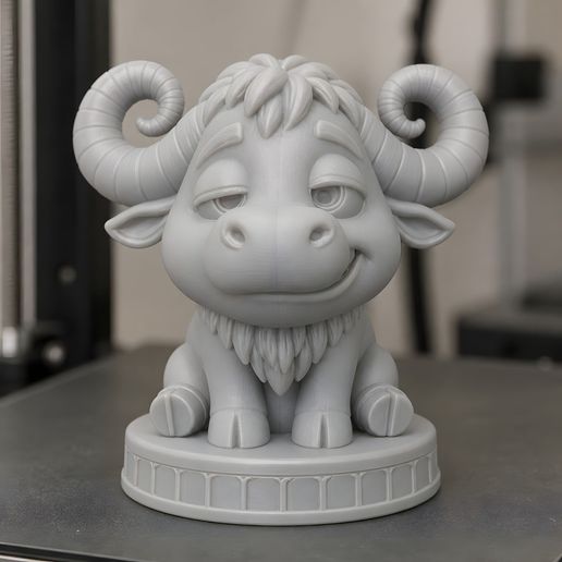 Spiral Horn Chibi Buffalo 3D Print Model