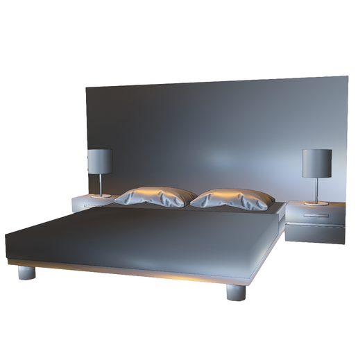 Modern Double Bed with Headboard and Side Tables