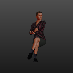 dame-assise-1.png STL file Seated woman, PRINT-IN-PLACE・3D print object to download
