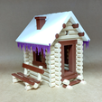 002.png Winter Wonderland Diorama: Log Cabin, Snowman, and Christmas Tree Set