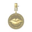 Iced-Lips-Diamond-Round-pendant-bail-07.jpg Iced diamond lips round pendant 3D print model