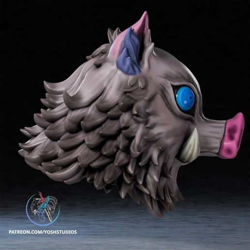 InosukeMask-4.jpg Casco con cabeza de jabalí Impresora 3D STL