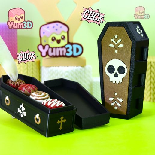 🎃 Yum3D Halloween Chocolate Coffin Fidget Clicker Keychain - Cute