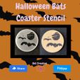 Halloween-Bats-Coaster-Stencil.jpg Halloween Bats Coaster Stencil
