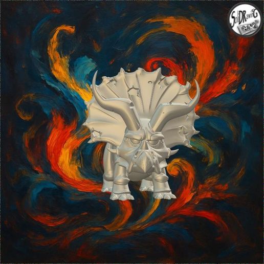 jpg_frame_21.jpg Modèle stylisé du dinosaure agressif Triceratops - SoliDRawinGs SG1789