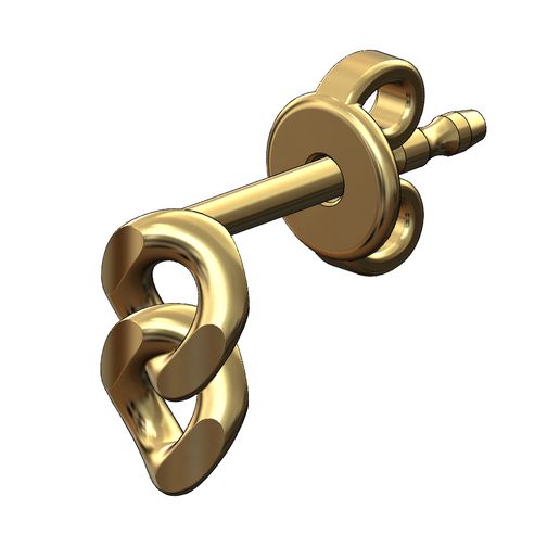 Simple double cuban chain link stud earring 3D print model 3D model