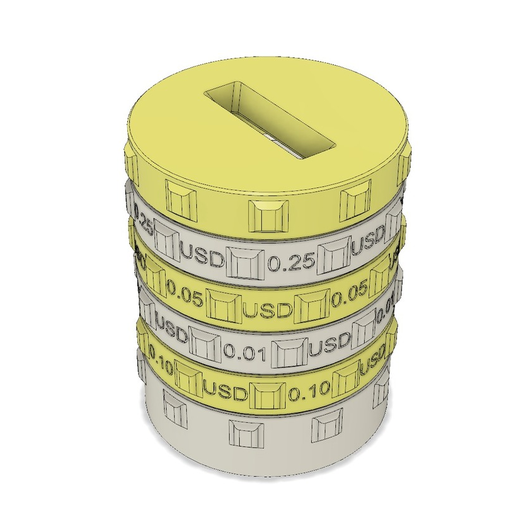 Sorting Piggy Bank USD EUR (XS size)