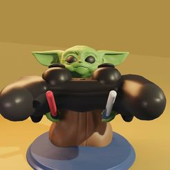 3GROGU.jpg STL file grogu joystick holder・3D printable model to download