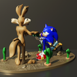 © ZENBRUSH3D Sonic , Wile E. Coyote And The Road Runner - Looney Tunes 3D PRINTING MODEL STL