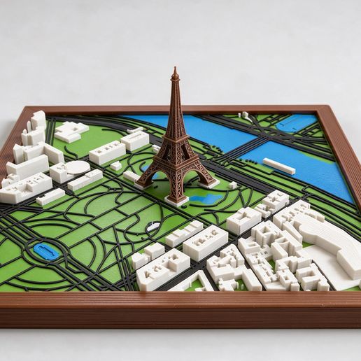 Eiffel Tower Paris Map – 3D Printable Assembly Model