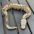 Ball Python Snake articulated toy, print-in-place body, snap-fit head, cute-flexi