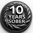 10-years-sober-2.png 10 Jahre Nüchternheit - Münze (beidseitig)