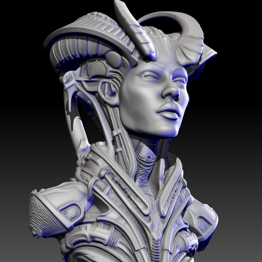 Screenshot-2025-09-18-090848.png Busto de Reina Demonio de Ciencia Ficción Oscura - Armadura alienígena, cuernos góticos y detalles futuristas - Coleccionable impreso en 3D