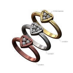 Diamond-heart-ring-size6-7-8-00.jpg Archivo STL Pequeño anillo de diamantes corazón de diamantes US tamaños 6 7 8 modelo de impresión 3D・Diseño para descargar y imprimir en 3D
