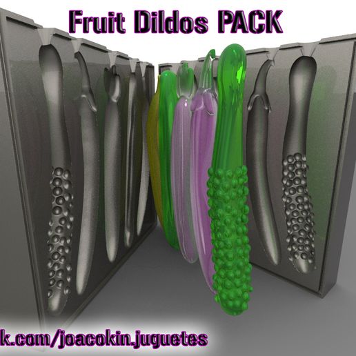 Pack of Fruit Dildos with mold / Pack de Consoladores frutales con molde - 3D model önizlemesi