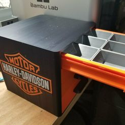 Harley-Davidson-Printer-Parts-Storage.jpg 3D Printer Spare Parts Storage - Bambu, Harley, and Ender Logos