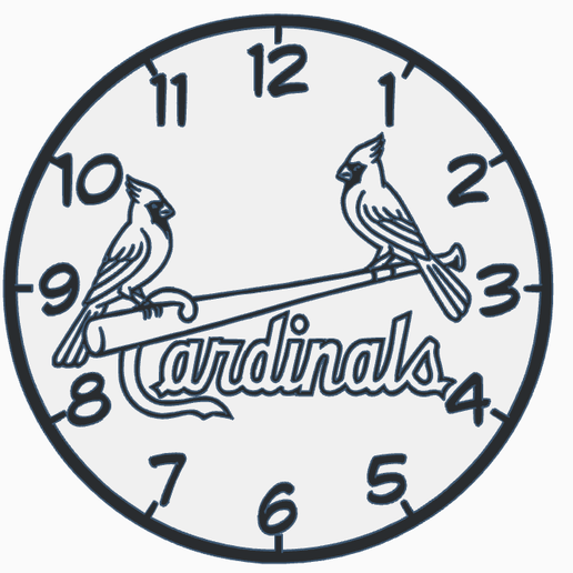 2D Cardinals on bat wall clock 3D model