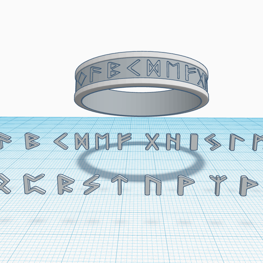 Hollow Viking Rune Ring inscribed with the Elder Futhark Runes Norse Ring Scandinavian Jewelry, ring size 6 3D model