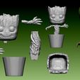 babygrootparts.jpg Baby Groot Vase 3D print model